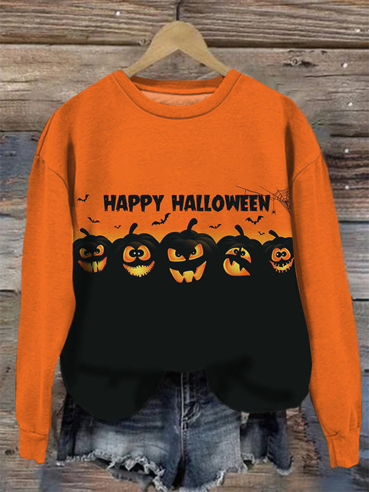 Halloween Cute Pumpkin Ghost Print Hooded Sweatshirt artswardrobe
