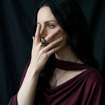 Witches Black Cat Wrap Ring