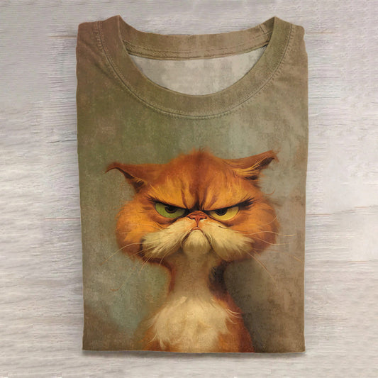 Fun Cat Print Short Sleeve Casual T-Shirt elevenforest