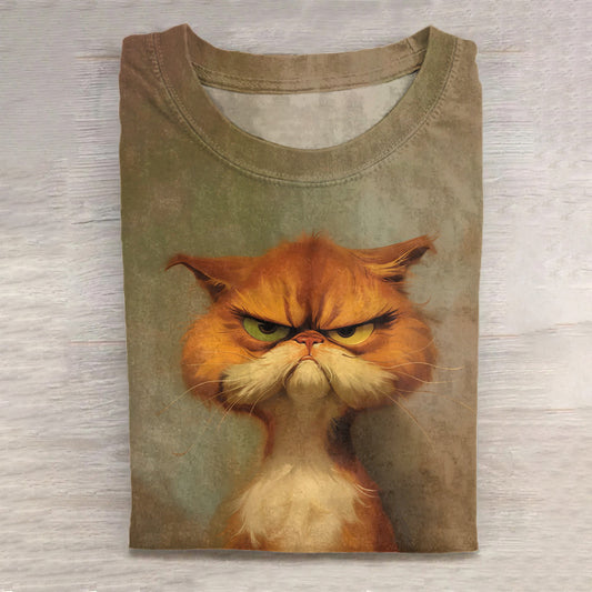 Comstylish Fun Cat Print Short Sleeve Casual T-Shirt