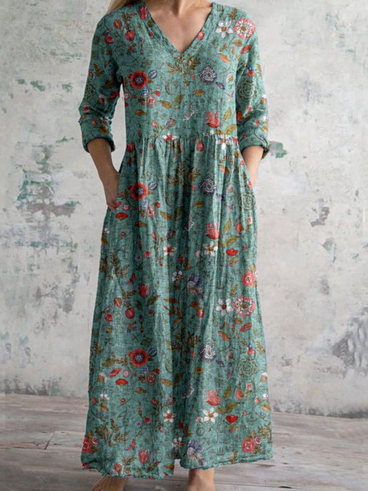 Women's Retro Floral Print Dress artswardrobe