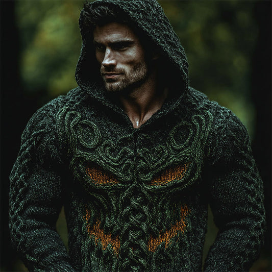 Men's Halloween Forest Monster Celtic Cozy Knit Hooded Sweater elevenforest