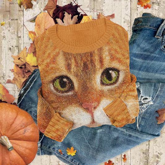 Vintage Cute Cats Fall Cozy Sweater artswardrobe