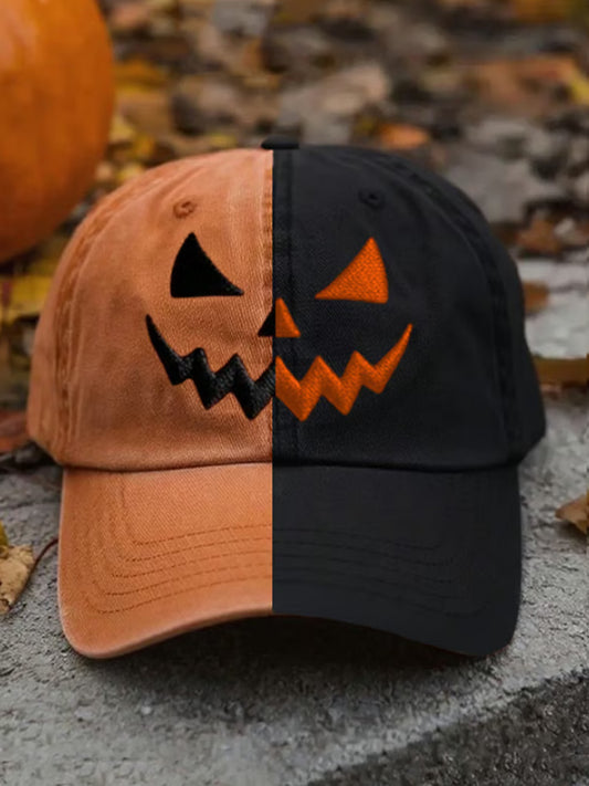 Autumn Halloween Ghost Smiling Face Printed Baseball Cap artswardrobe