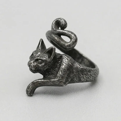 Witches Black Cat Wrap Ring