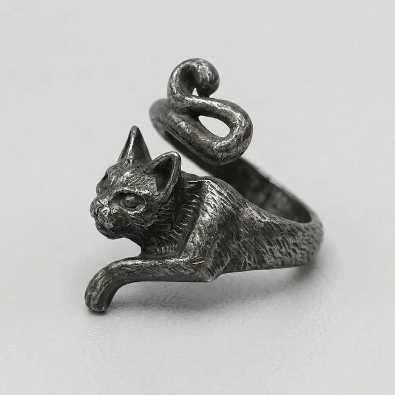 Witches Black Cat Wrap Ring