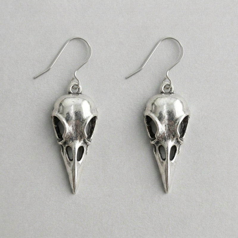 Raven Skull Dark Omen Earrings