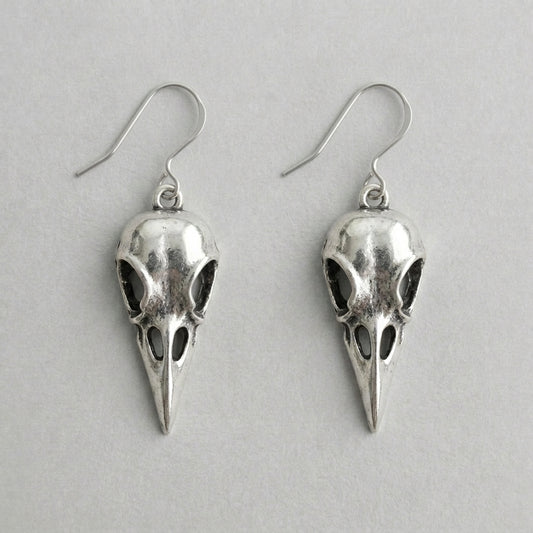 Raven Skull Dark Omen Earrings