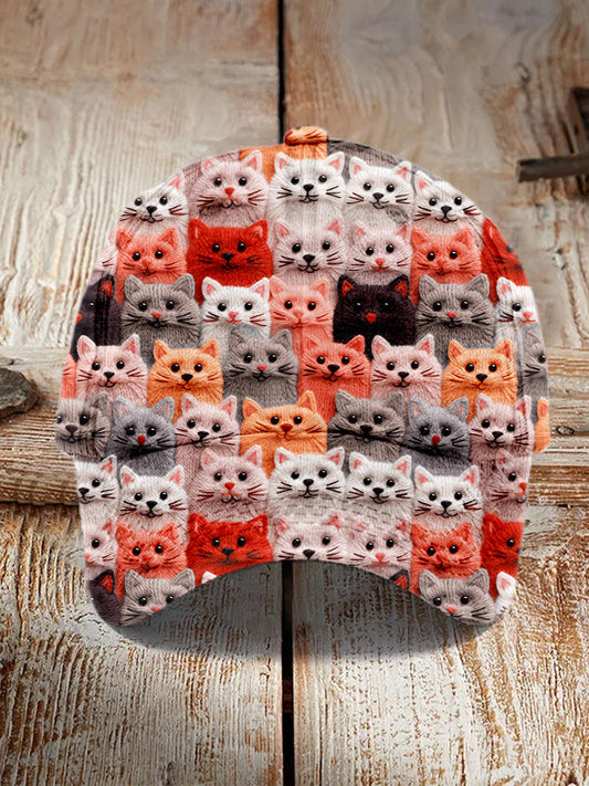 Colorful Cute Cats Embroidered Vintage Cap elevenforest