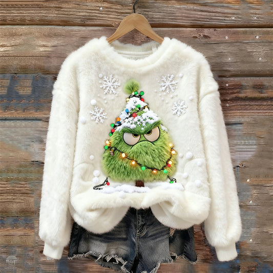 Comstylish Funny Angry Christmas Tree Cozy Plush Sweatshirt