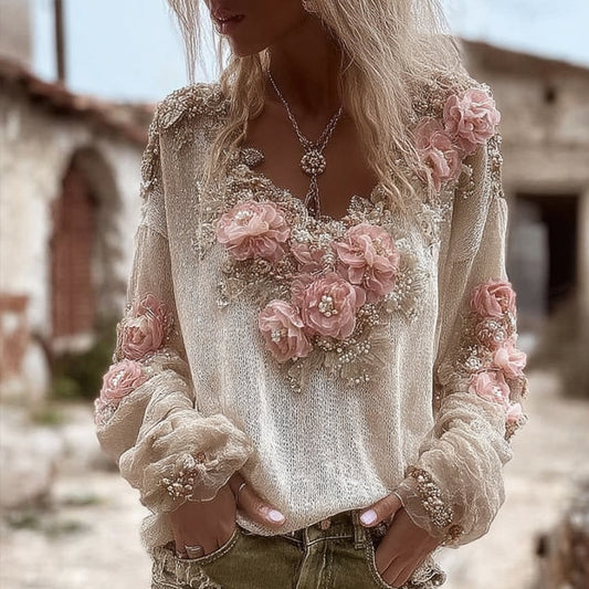 Comstylish Bohemian Style Casual Vintage Long-sleeved Top