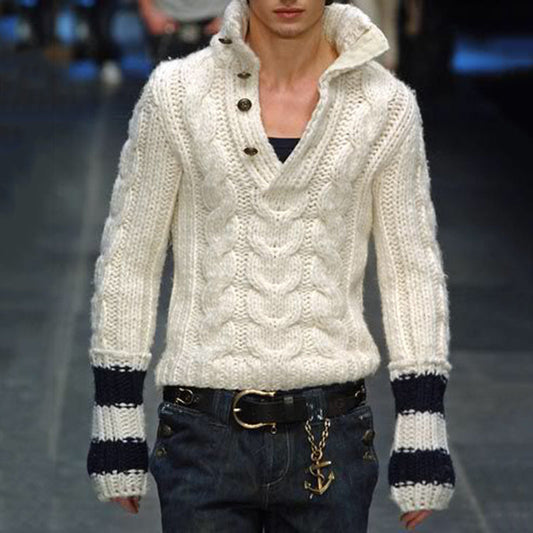 Men'S Vintage Jacquard Zipper Sweater artswardrobe