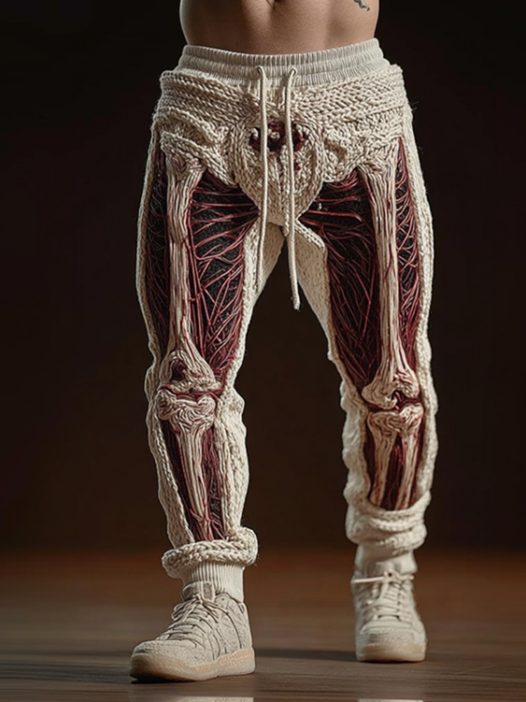Men's Vintage Halloween Muscle Texture Art Sweatpants artswardrobe