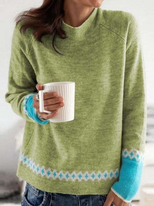Milagros® | Contrasting long-sleeved sweater with a crew neck