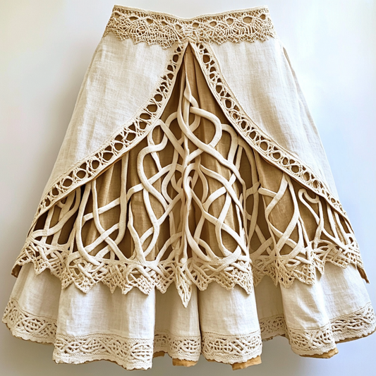 Women's Viking Celtic Knot Tree Of Life Art Linen Skirt artswardrobe