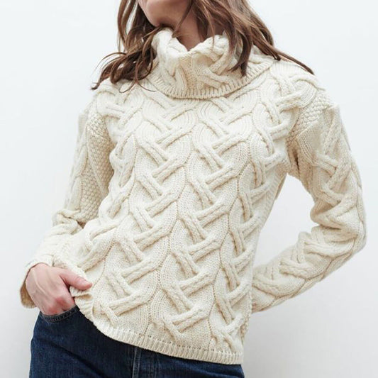 Aran Supersoft Chunky Cable Turtleneck Sweater artswardrobe