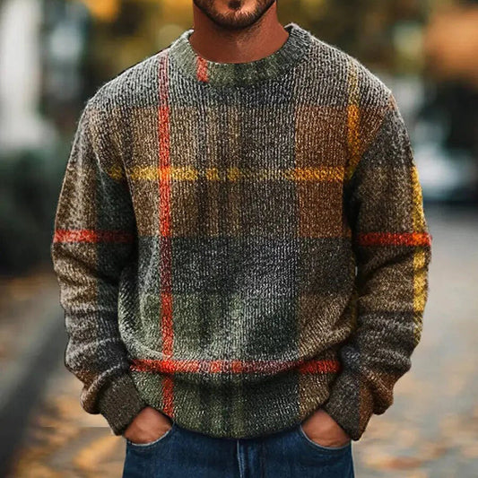 Vintage Tribal Geometric Art Print Knit Crew Neck Sweater elevenforest
