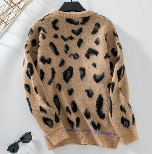 Lily® | Jacquard leopard print wool sweater