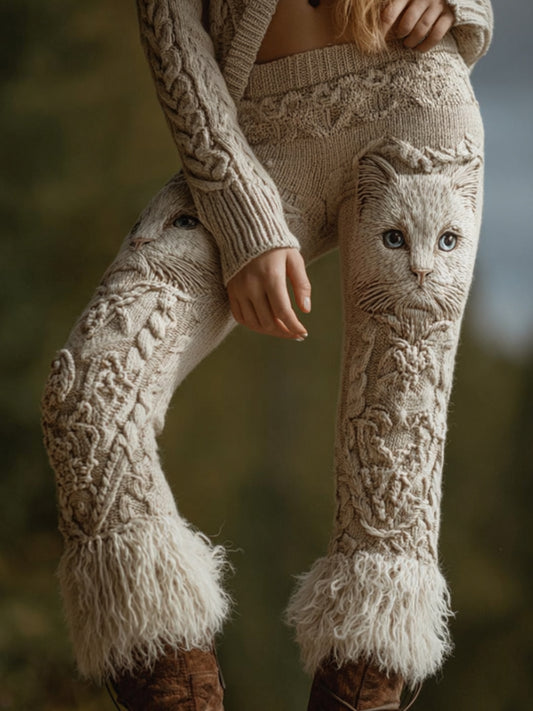 Women's Cute Little Cat Slim Fit Long Pants