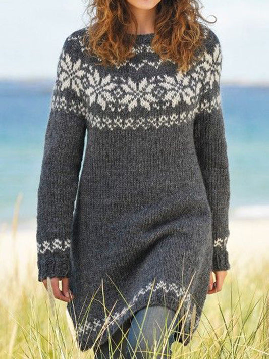 Fairman Island Snowflake Jacquard Sweater Dress artswardrobe