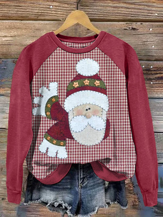 Comstylish Cute Christmas Santa Print Vintage Sweatshirt