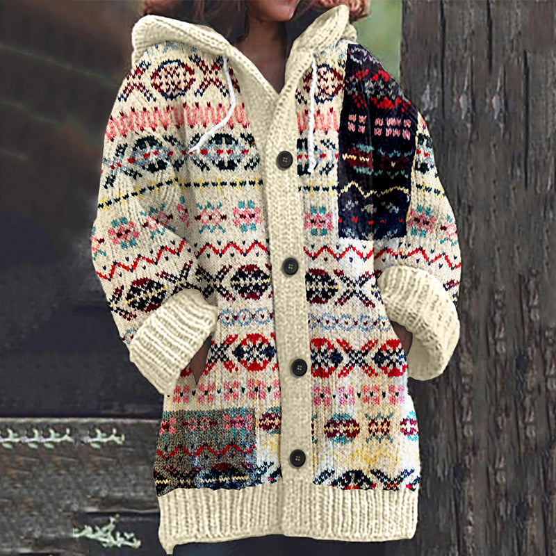 Vintage Knitted Jacquard Pattern Cozy Cardigan Sweater elevenforest
