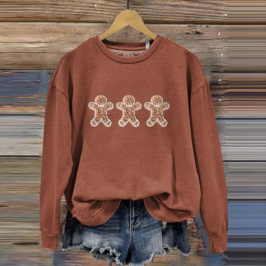 Comstylish Christmas Gingerbread Man Cookie Print Sweatshirt