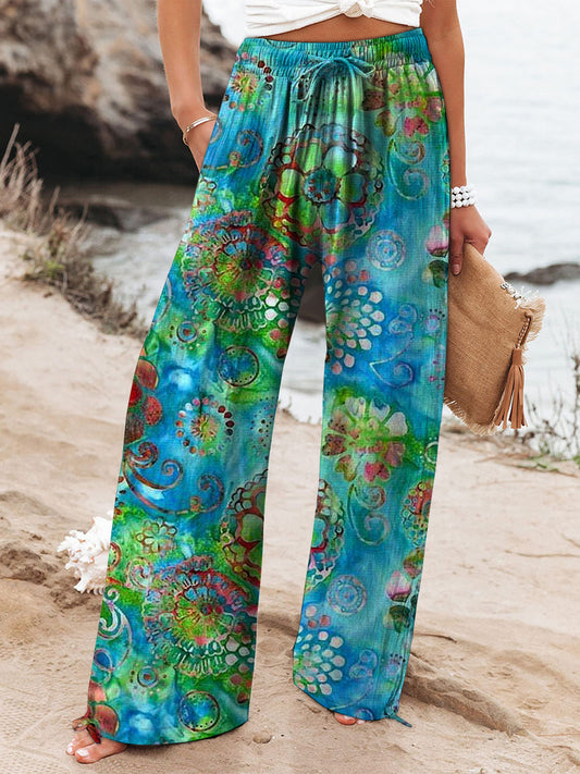 Sea ​​anemone Women's Printed Cotton And Linen Casual Pants