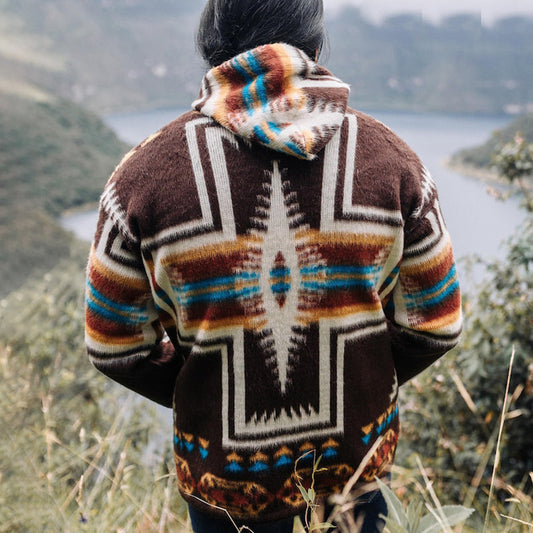 Vintage Ethnic Aztec Cardigan Sweater elevenforest