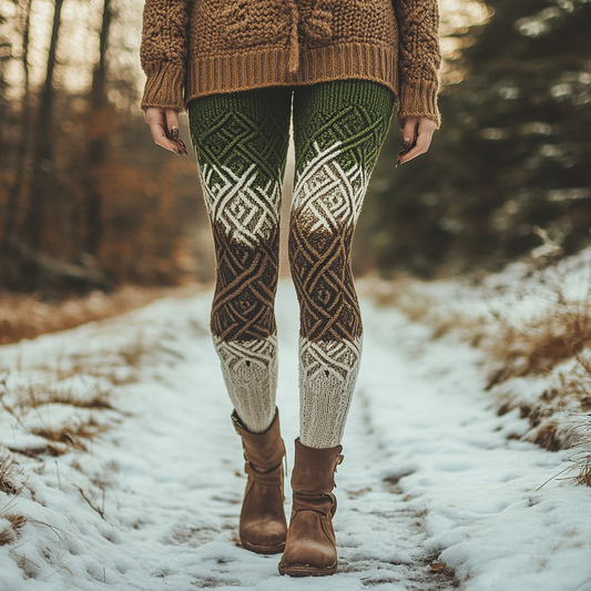 St. Patrick's Gradient Geometry Cozy Knit Leggings elevenforest