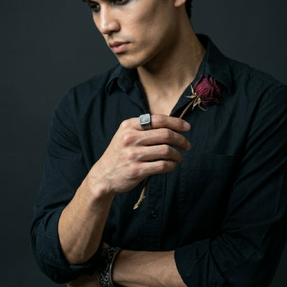 Minimalist Grunge Signet Ring