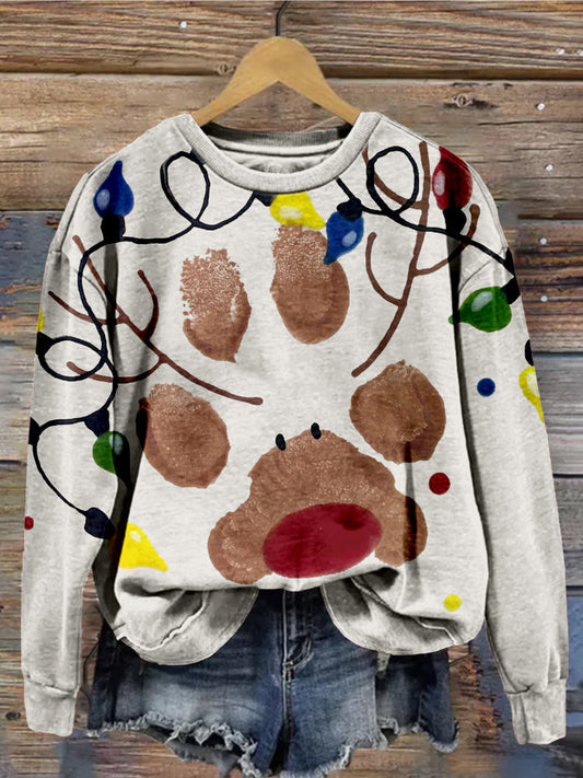Cute Christmas Paw Art Washed Cozy Sweatshirt elevenforest