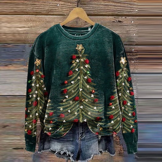 Comstylish Christmas Gift Christmas Tree Art Pattern Sweatshirt