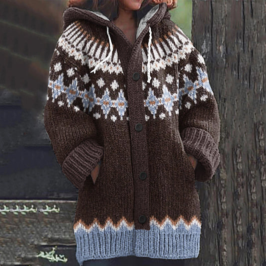 Vintage Icelandic Geometric Pattern Women's Sweater elevenforest