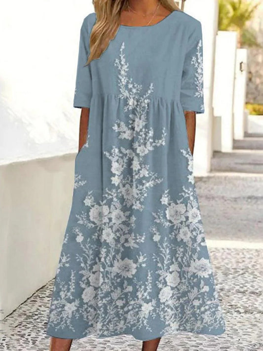 Women's Retro Floral Print Dress artswardrobe