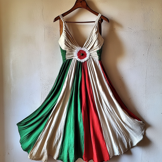 Women's Vintage Italian Flag And Daisy Short Dress artswardrobe