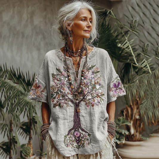 Comstylish Women's Tree Of Life Floral Art Comfy Shirt