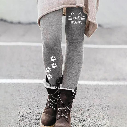 Comstylish Cat Mom Printed Casual Leggings