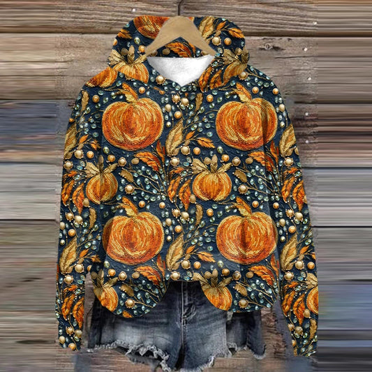 Women's Halloween Pumpkins Print Hoodie artswardrobe