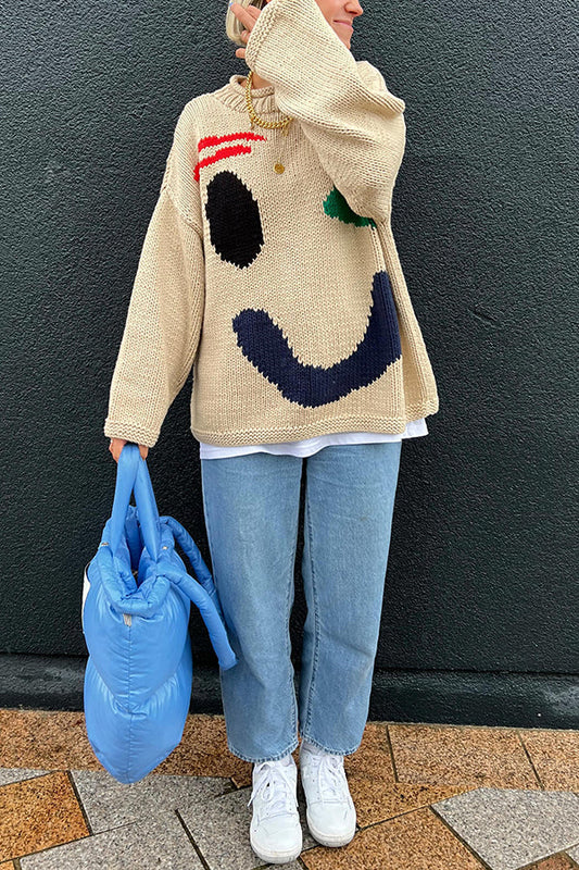 Victoria® | Knitted sweater with colorful smiley face
