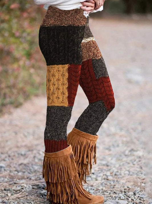 Vintage Knitted Patchwork Comfy Leggings elevenforest