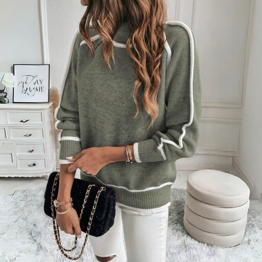 Janeth® | Luxurious olive green knit sweater
