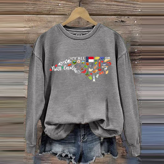 Comstylish Women's North Carolina Print Sweatshirt