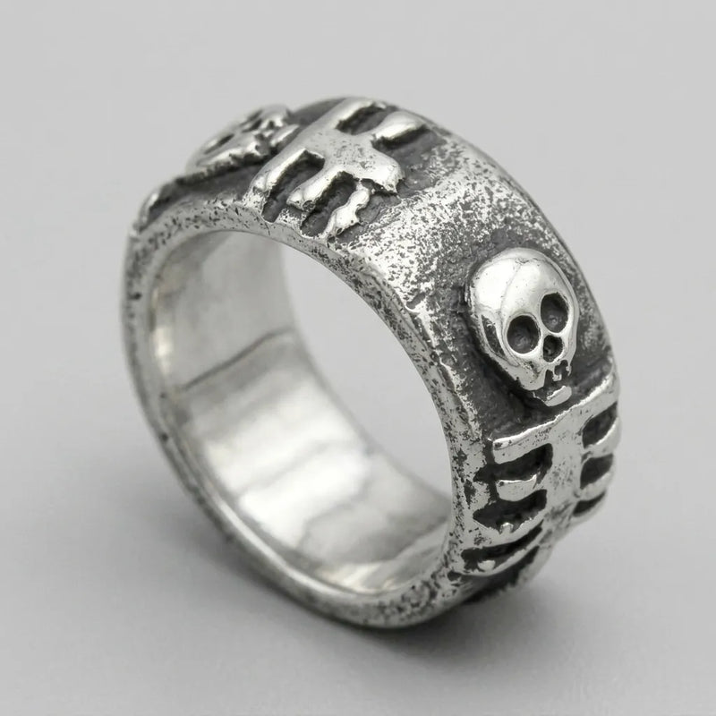 Skull & Spine Skeleton Band Ring
