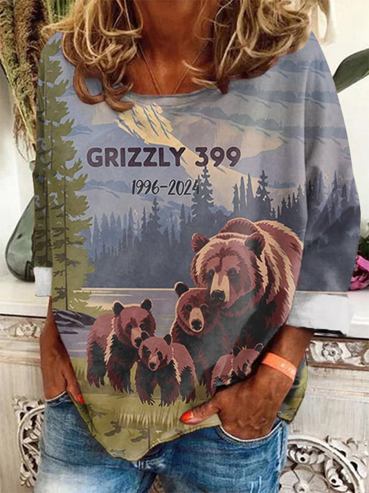 Comstylish Retro Grizzly 399 The Queen Of The Tetons 1996-2024 Print Sweatshirt