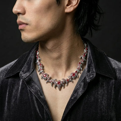 Red Crystal Statement Collar Necklace