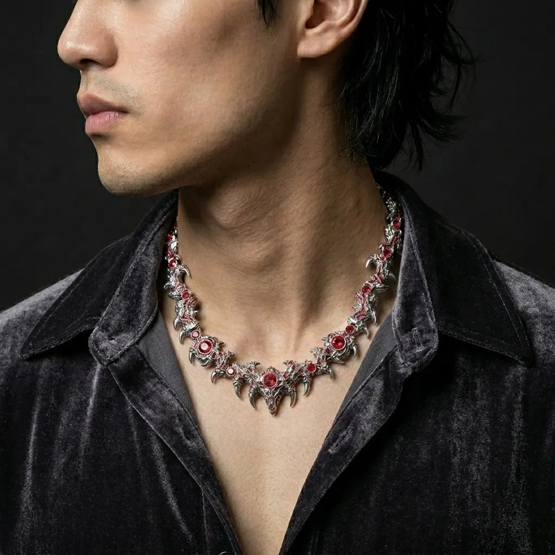 Red Crystal Statement Collar Necklace