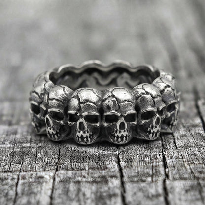 Stacked Skull Band Ring