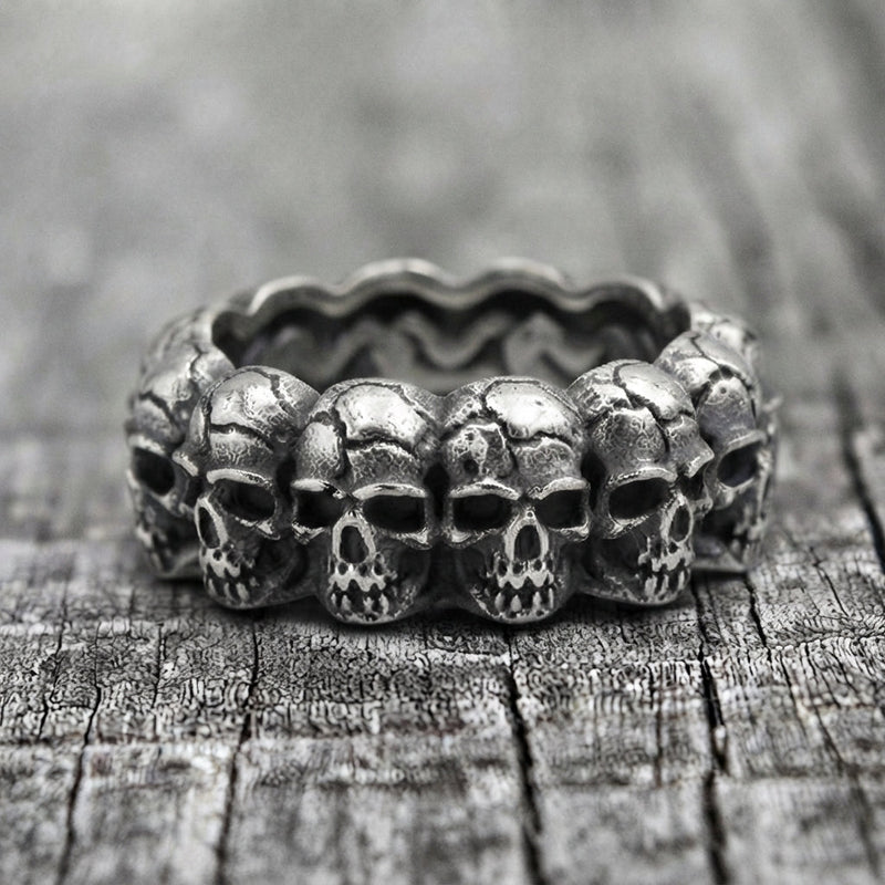 Stacked Skull Band Ring