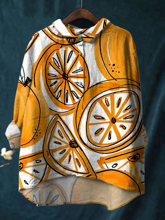 Women's Orange Print Shirt